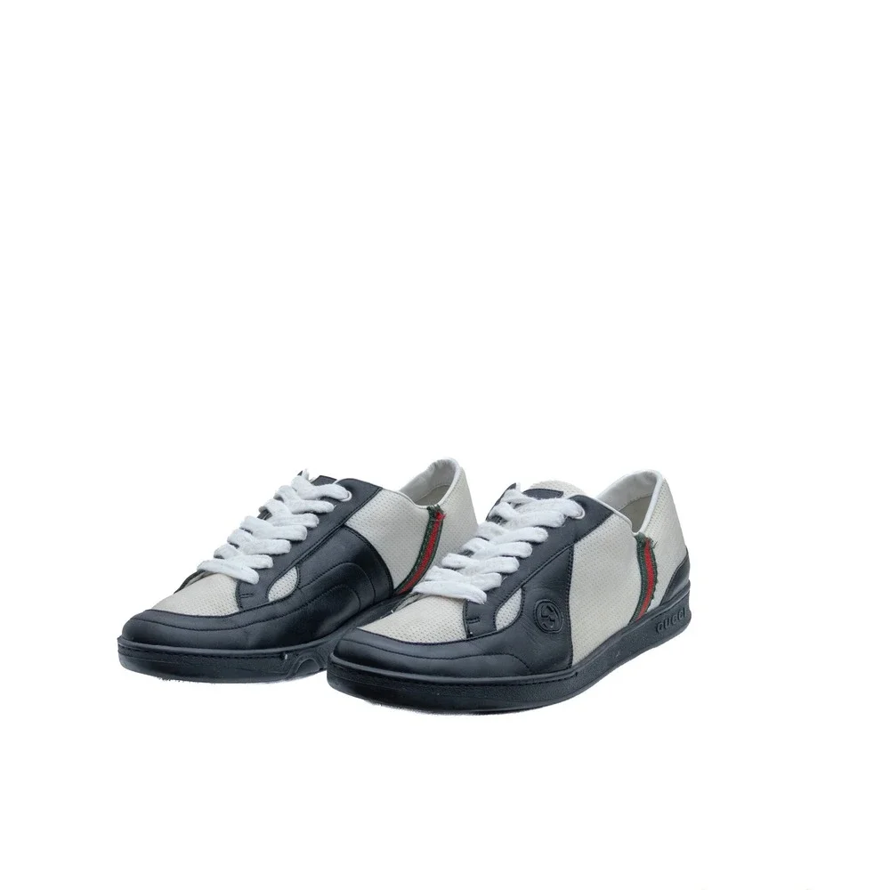 Gucci‎ Vintage Low-Top Sneakers – Web Stripe – Leather & Mesh - Size US 9/ EU 41